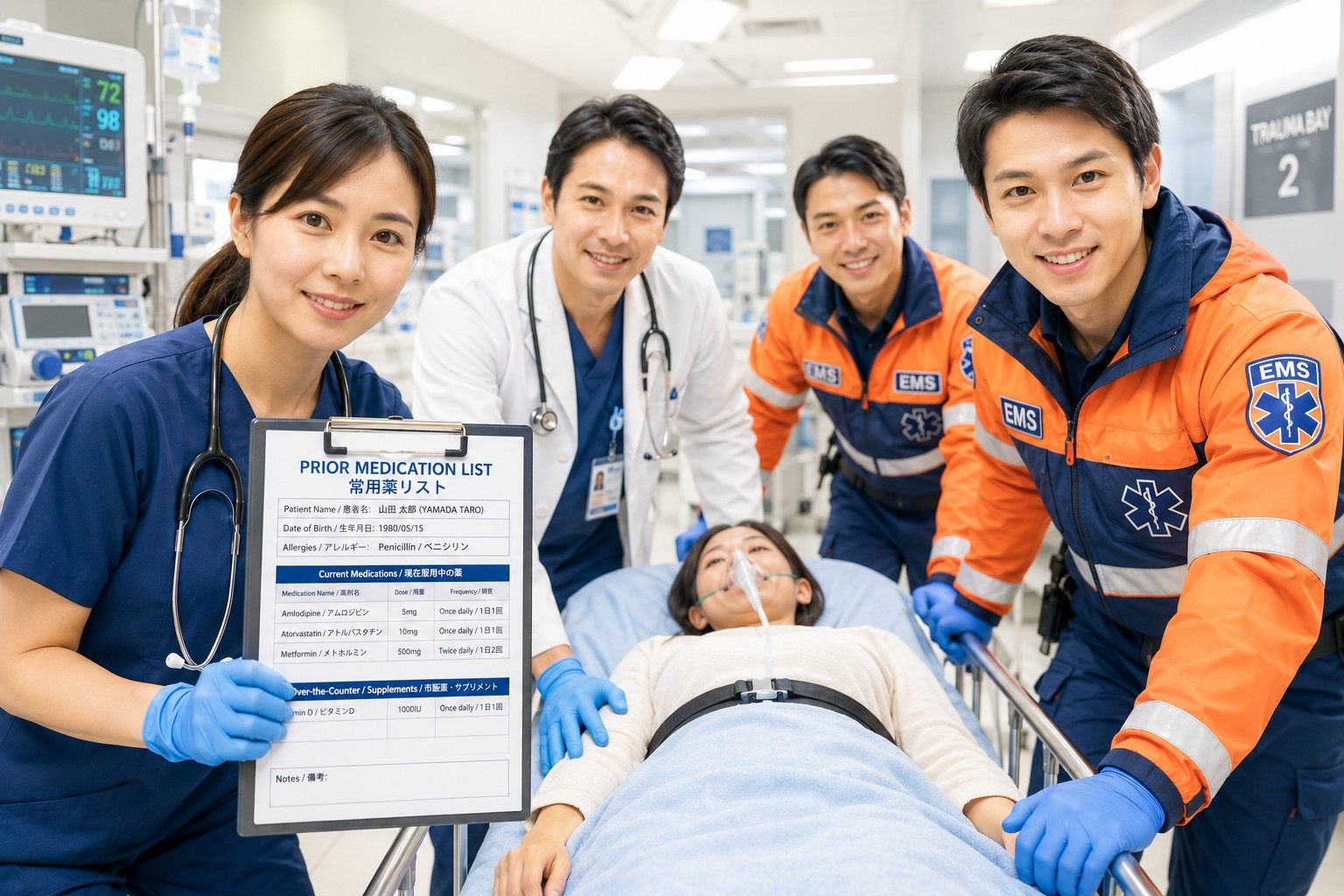 Emergency care situation where translated medication records may be needed