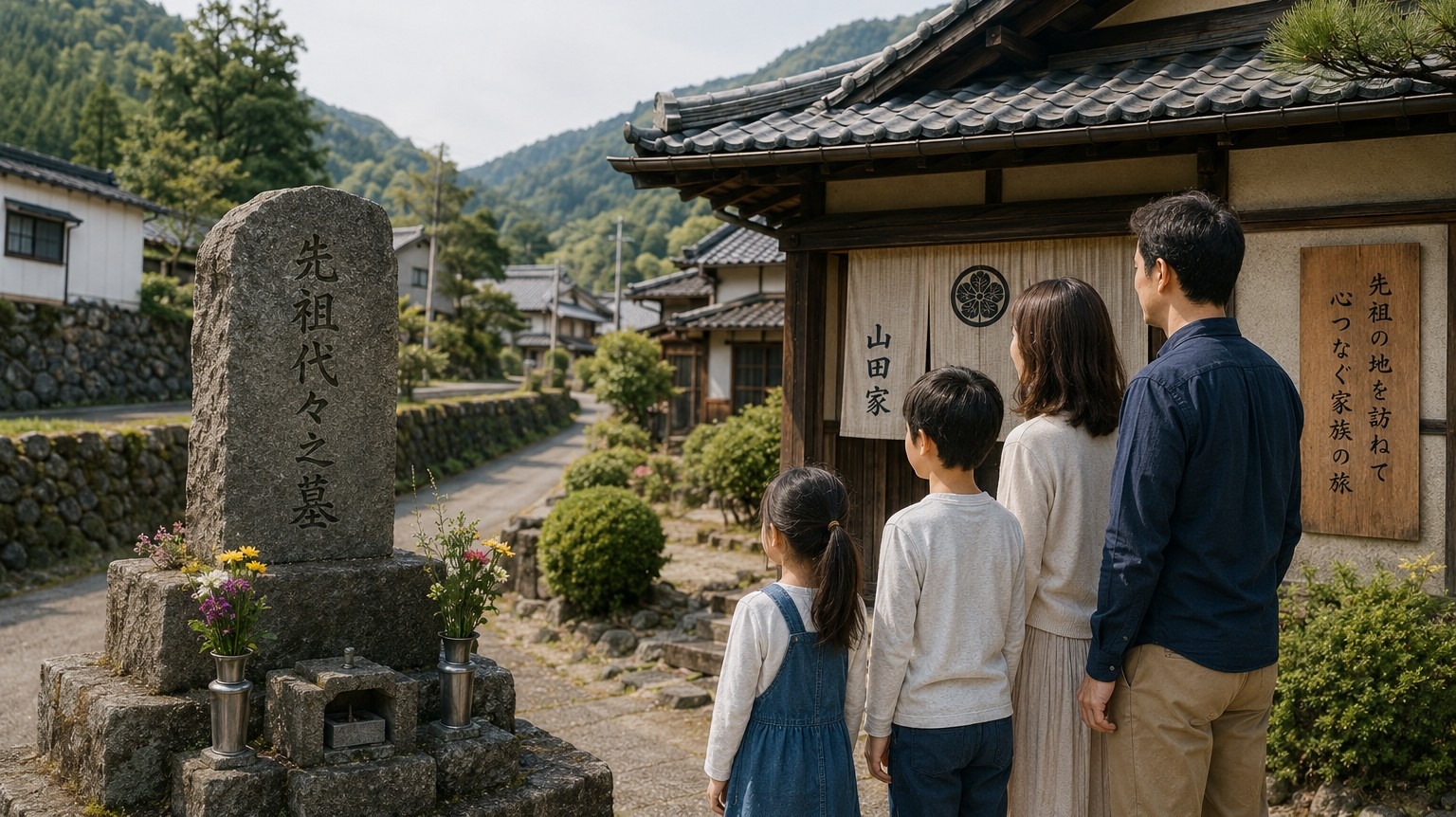 Yuzo with the London family visiting their ancestral hometown in Shizuoka